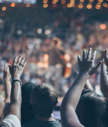 Crowd with raised hands